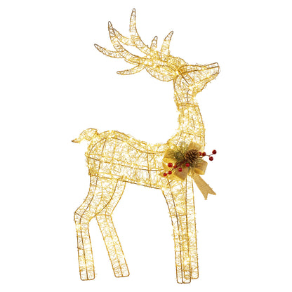 Christabelle Light Up Christmas Reindeer Display Indoor Outdoor Decoration Warm White LED Lights Gold Bow Wire Frame