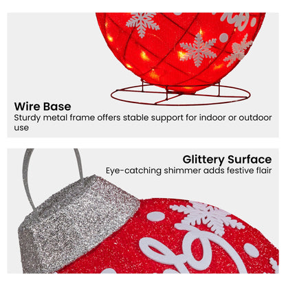 Christabelle Oversized Christmas Bauble Display Warm White LED Lights Indoor & Outdoor Holiday Decoration w/Wire Base
