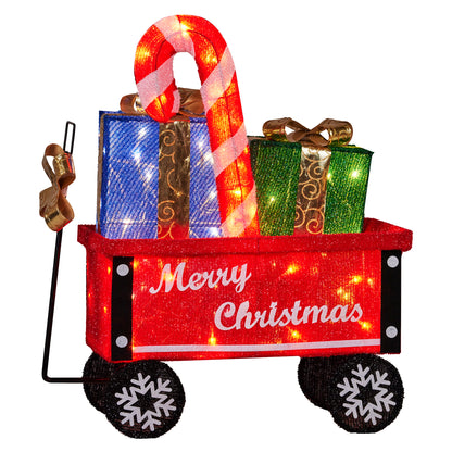 Christabelle Christmas Cart Display Candy Cane Presents LED Lights Indoor Outdoor Front Yard Decoration Ornament