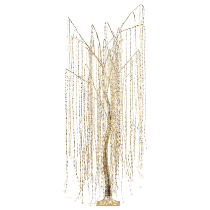 Christabelle Silver Willow Tree 180cm Christmas Display Warm White LED Lights Flexible Branches & Hanging Strands