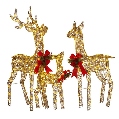 Christabelle 3 Reindeer Family Christmas Light Up Display 1.3m LED Outdoor Indoor Xmas Yard Lawn Statue Home Decor