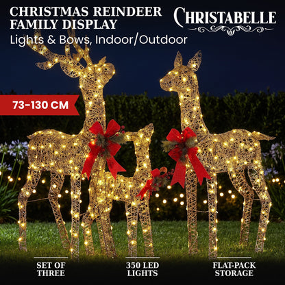 Christabelle 3 Reindeer Family Christmas Light Up Display 1.3m LED Outdoor Indoor Xmas Yard Lawn Statue Home Decor