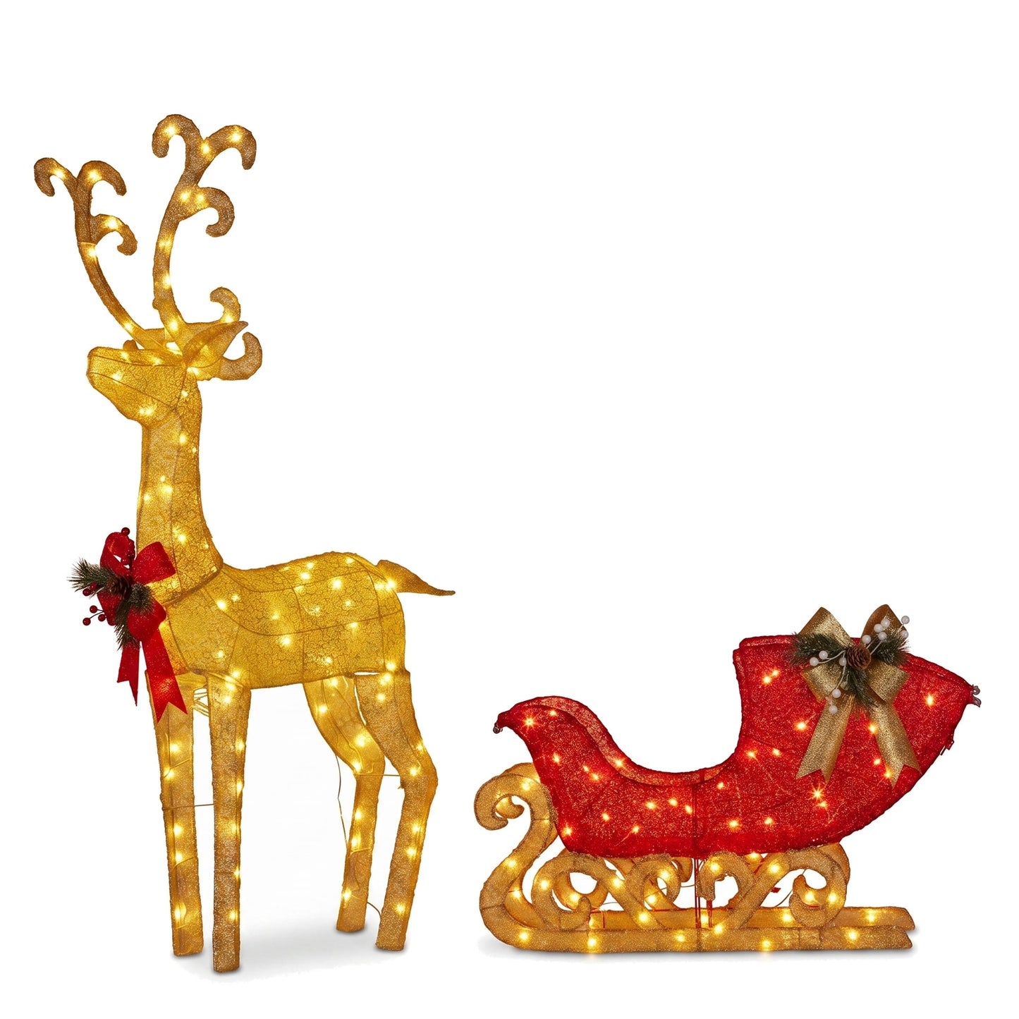 Christabelle 1.62m Reindeer Sleigh Christmas Light Up Display Warm White LED Outdoor Indoor Xmas Yard Lawn Statue