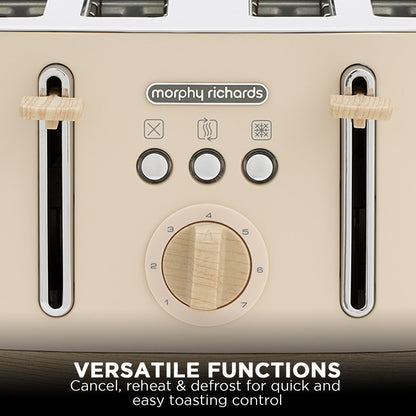 Morphy Richards Essence Scandi 4-Slice Toaster Deep Self-Centring Slots, Browning Control Cancel Reheat & Defrost