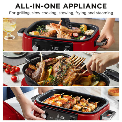 Morphy Richards 3L Non-Stick Multifunction Electric Cooker Pan in Red