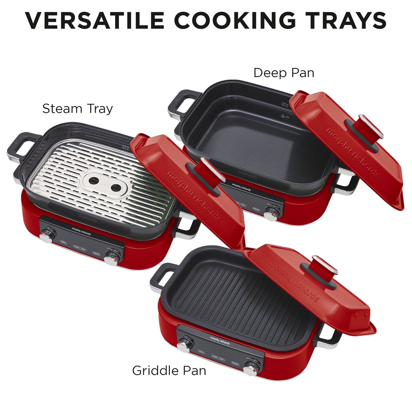 Morphy Richards 3L Non-Stick Multifunction Electric Cooker Pan in Red
