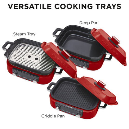 Morphy Richards 3L Non-Stick Multifunction Electric Cooker Pan in Red