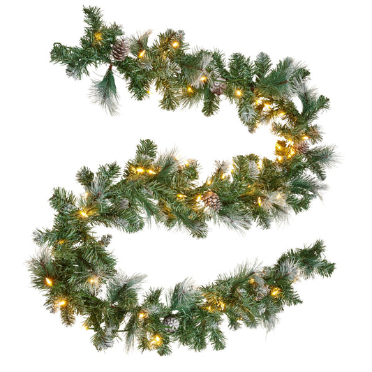 Christabelle 2.7m Christmas Garland Bayville Pine Cones with LED Lights Tree Decoration Ornament