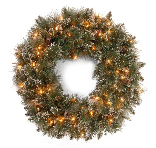 Christabelle 61cm Glittery Bristle Christmas Wreath with Lights