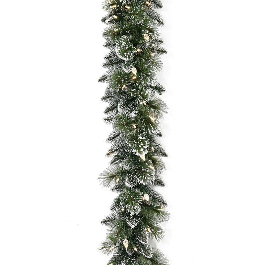 Christabelle 2.7m Christmas Garland with LED Lights Glittery Snow Bristle Tree Decoration Ornament