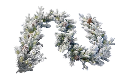 Christabelle 2.7m Christmas Garland with Lights Dorchester Snow Tree Decoration Ornament