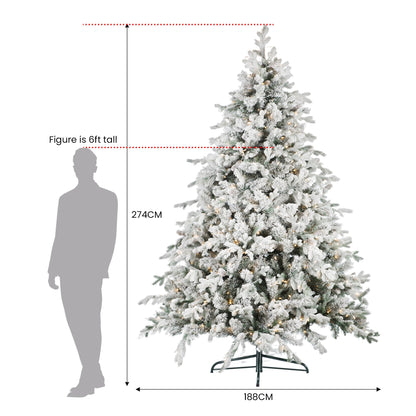 Christabelle 9ft Christmas Tree with Twinkle Lights- Snowy Dorchester
