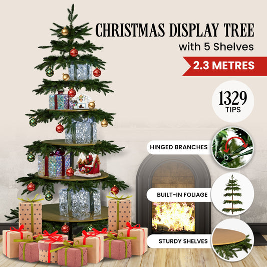 Christabelle 2.3m Christmas Display Tree with 5 Shelves & Foliage