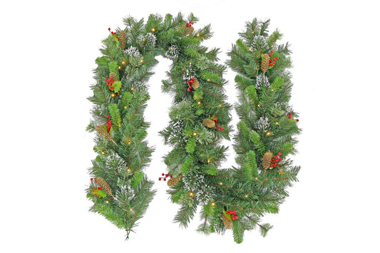 Christabelle 2.7m Christmas Garland with LED Lights Snow Berries Pine Cones Tree Decoration Ornament