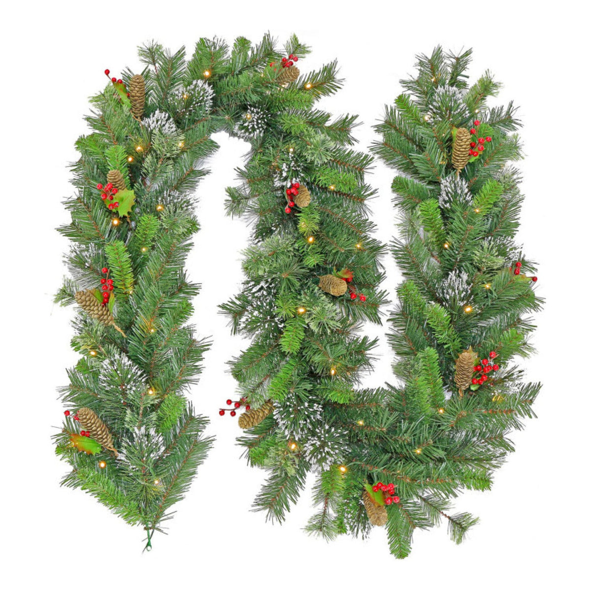 Christabelle 2.7m Christmas Garland with LED Lights Snow Berries Pine Cones Tree Decoration Ornament