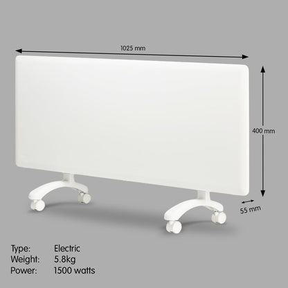 Nobo 1500W NTL4S15-FS40 Electric Panel Heater Thermostat & Castors
