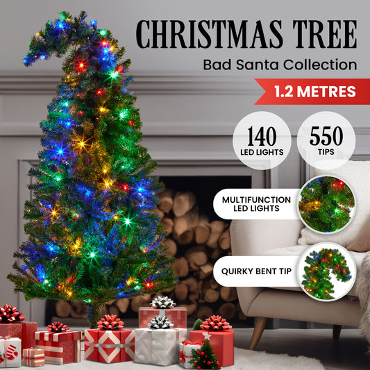 Christabelle Bad Santa Curved Multicolour Pre-Lit Christmas Tree - 1.2m