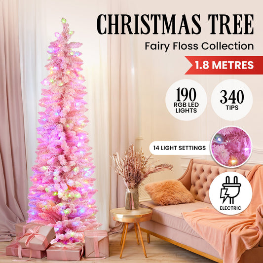 Christabelle Candy Floss Pink 1.8m Pre-Lit Multicolour Slim Christmas Tree
