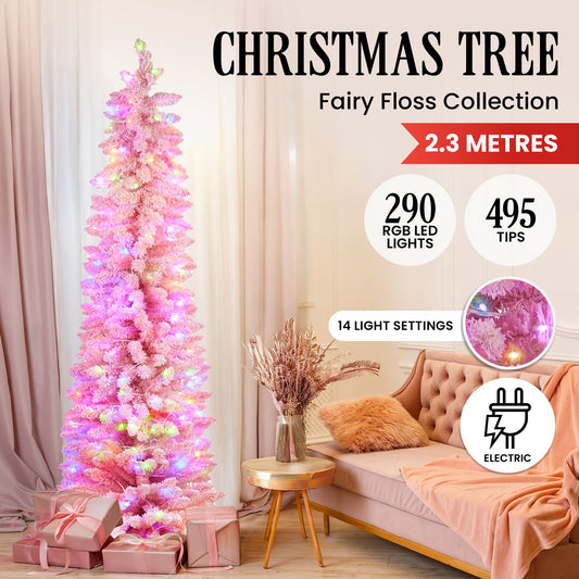 Christabelle Candy Floss Pink 1.8m Pre-Lit Multicolour Slim Christmas Tree