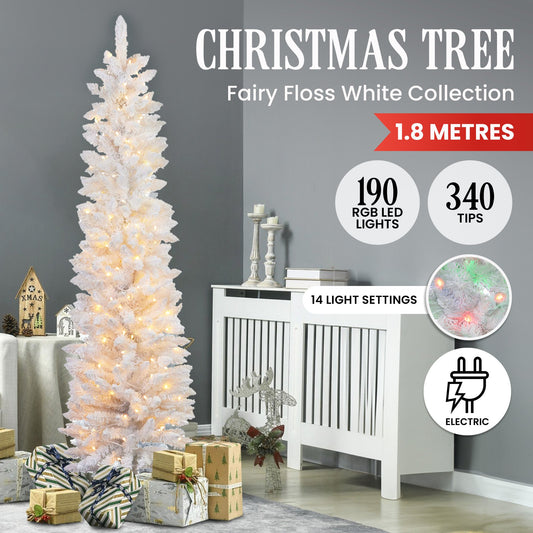 Christabelle Candy Floss White 1.8m Pre-Lit Multicolour Slim Christmas Tree