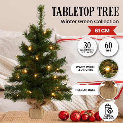 Christabelle 61cm Wintergreen Tabletop Pre-Lit Christmas Tree