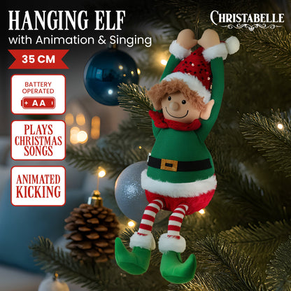 Christabelle 37cm Christmas Elf Animated Musical Decoration Ornament for Table Top or Mantel Display