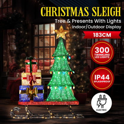 Christabelle Christmas Display Sled with Tree and Presents -  183cm
