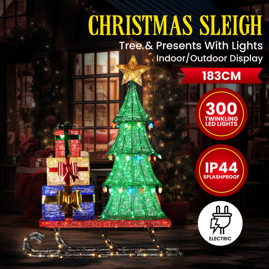 Christabelle Christmas Display Sled with Tree and Presents -  183cm