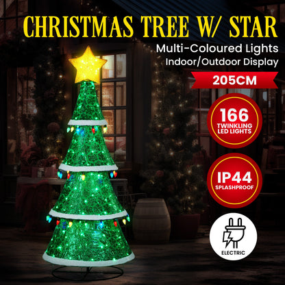 Christabelle Large 2m Indoor Outdoor Tiered Christmas Tree with Lights