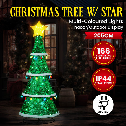 Christabelle Large 2m Indoor Outdoor Tiered Christmas Tree with Lights
