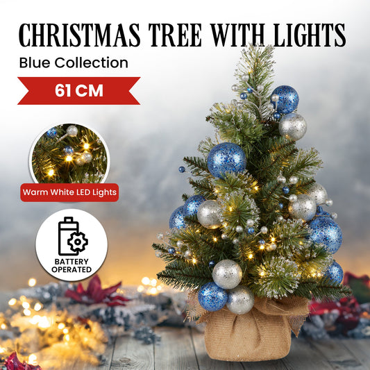 Christabelle 61cm Blue Collection Tabletop Pre-Lit Christmas Tree