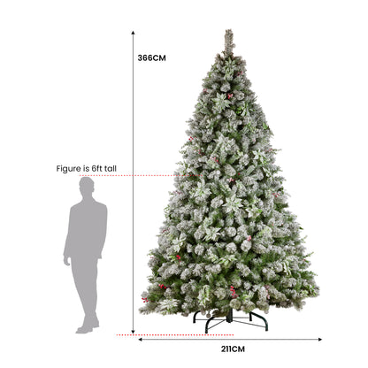 Christabelle Snowy Crown Pine 3.6m Multicolour Pre-Lit Christmas Tree with 5340 Tips