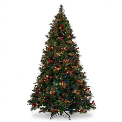 Christabelle 2.3m 7.5ft Deluxe Mountain Pine Christmas Tree Pre Lit Multi Function LED Artificial Indoor Xmas Decor Home