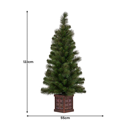 Christabelle 4ft  Christmas Tree Glittery Gold Pine Foliage LED Multi Lights Xmas Decor