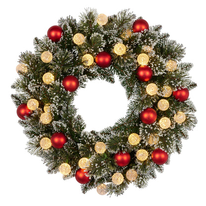 Christabelle 61cm Christmas Wreath Snowy Bristle with LED Lights Multicolour Front Door Decoration