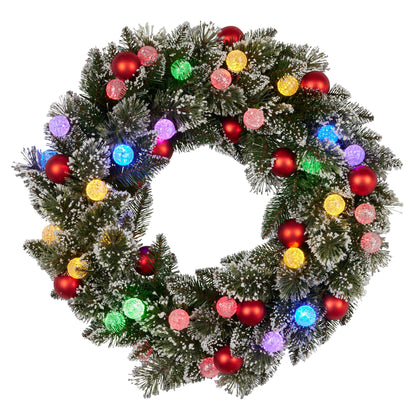 Christabelle 76cm Snowy Bristle Pre-Lit Multicolour Christmas Wreath