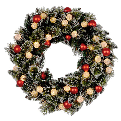 Christabelle 76cm Snowy Bristle Pre-Lit Multicolour Christmas Wreath