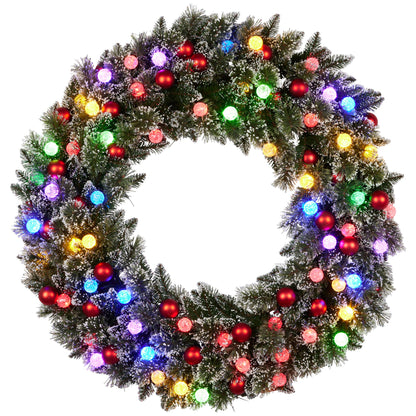 Christabelle Snowy Bristle Multicolour Pre-Lit Christmas Wreath - 122cm
