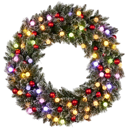 Christabelle Snowy Bristle Multicolour Pre-Lit Christmas Wreath - 122cm