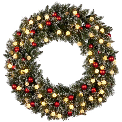Christabelle Snowy Bristle Multicolour Pre-Lit Christmas Wreath - 122cm