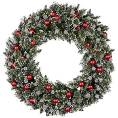 Christabelle Snowy Bristle Multicolour Pre-Lit Christmas Wreath - 122cm
