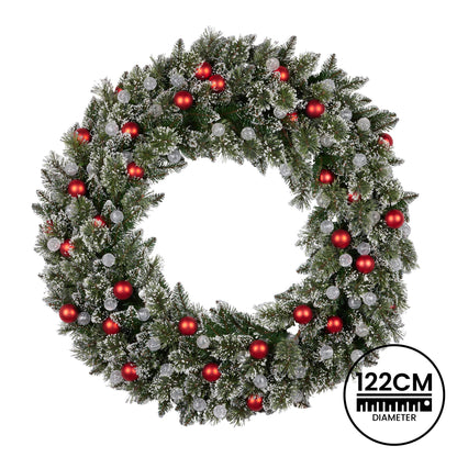 Christabelle Snowy Bristle Multicolour Pre-Lit Christmas Wreath - 122cm