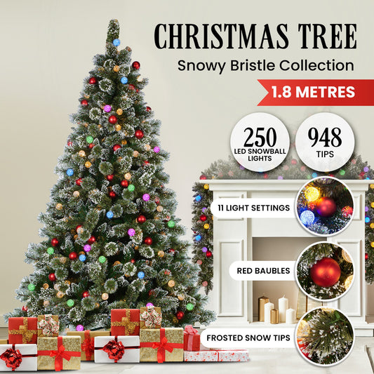 Christabelle Snowy Bristle 1.8m Multicolour Pre-Lit Christmas Tree with 948 Tips