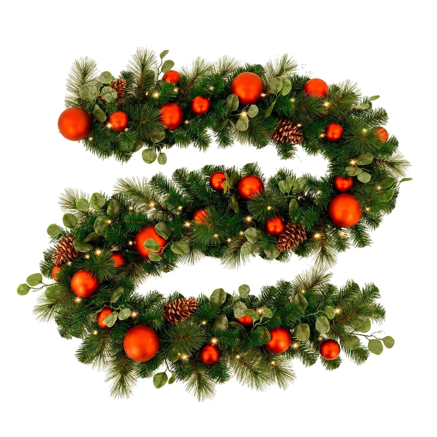 Christabelle 2.74m Sable Fir Christmas Garland Pre Lit Multi Function LED Timer Mantel Staircase Xmas Decoration Home