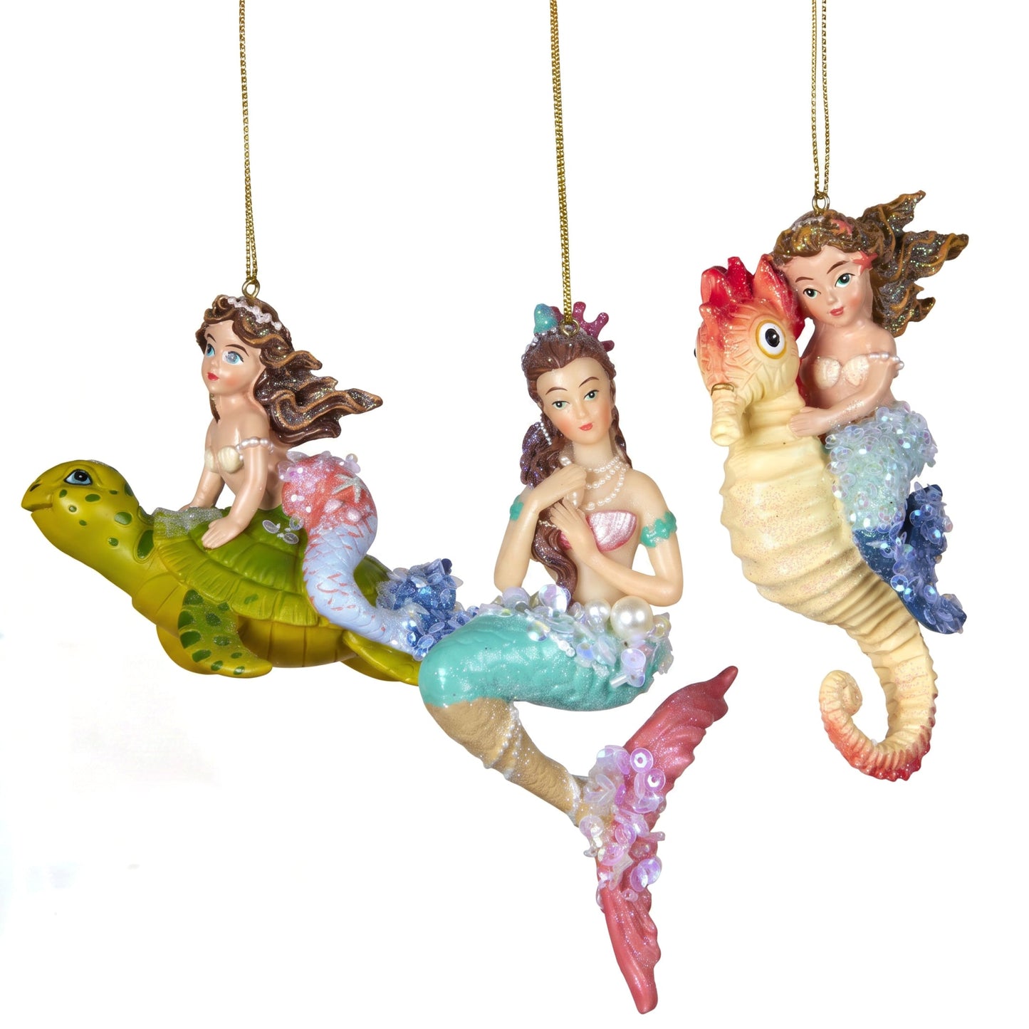 Christabelle 3 Mermaid Christmas Ornaments Assorted Novelty Figures 13cm Xmas Tree Decorations Hanging Baubles