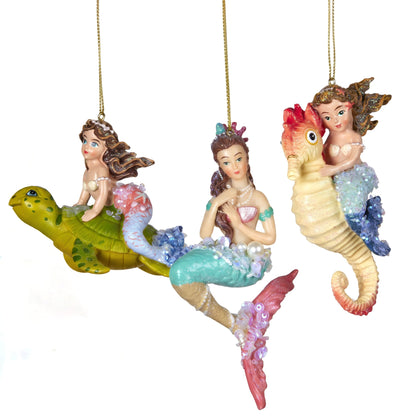 Christabelle 3 Mermaid Christmas Ornaments Assorted Novelty Figures 13cm Xmas Tree Decorations Hanging Baubles