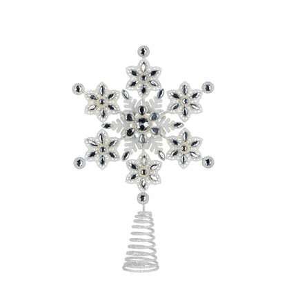 Christabelle Snowflake Christmas Tree Topper with Beaded Detailing Decoration Ornament