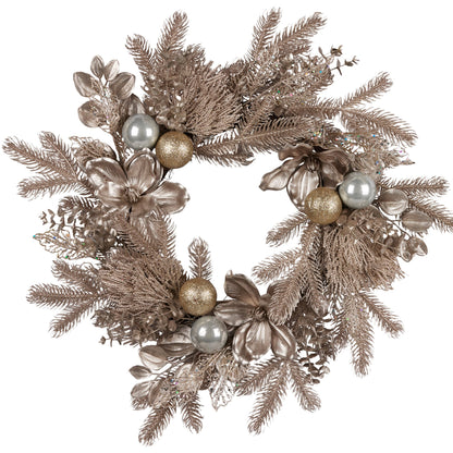 Christabelle Champagne Glitter Christmas Wreath - 61cm