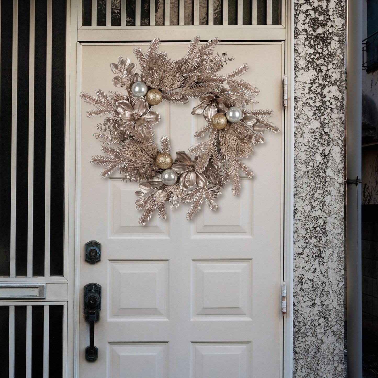 Christabelle Champagne Glitter Christmas Wreath - 61cm