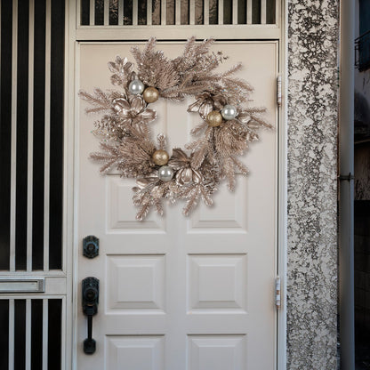 Christabelle Champagne Glitter Christmas Wreath - 61cm